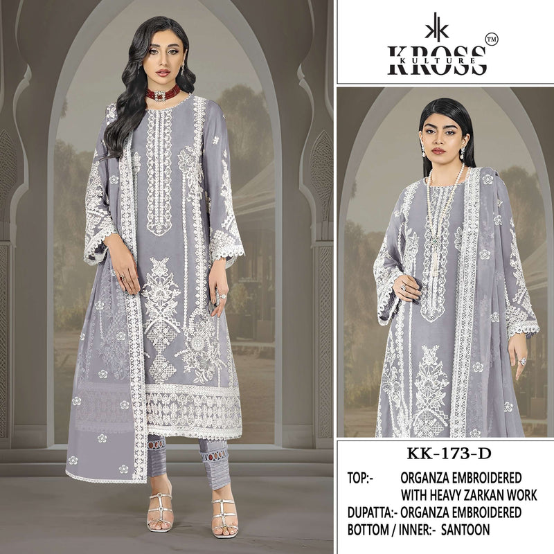 Kross Kulture Kk 173 Organza Embroidery Party Wear Suit