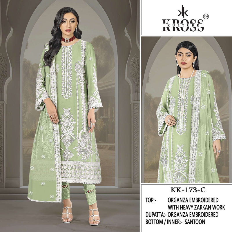 Kross Kulture Kk 173 Organza Embroidery Party Wear Suit