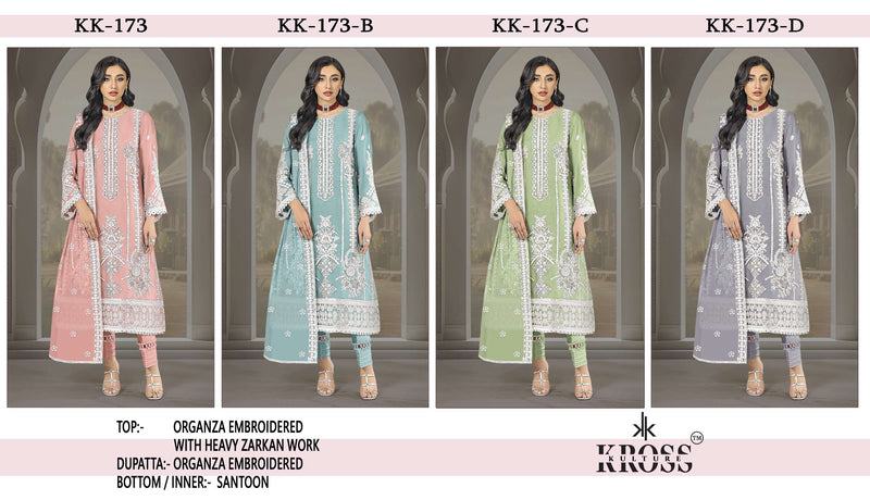 Kross Kulture Kk 173 Organza Embroidery Party Wear Suit