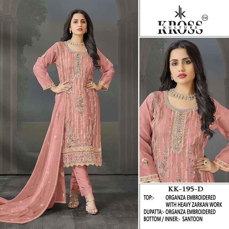 Kross Kulture Kk 195 Organza Embroidery Party Wear Suit