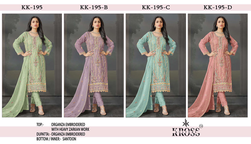 Kross Kulture Kk 195 Organza Embroidery Party Wear Suit