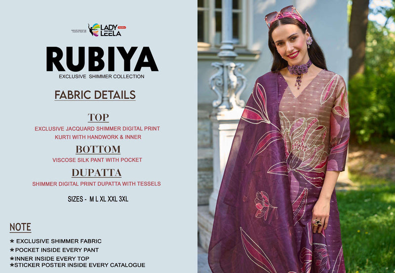 Lady Leela Rubiya Jacquard Digital Print Kurti Pant Dupatta Set