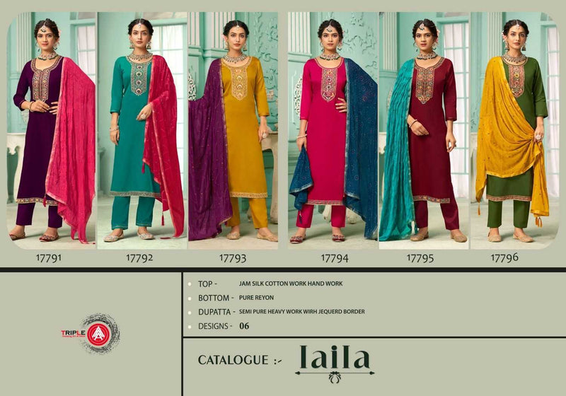 Triple A Laila Cotton Hand Work Designer Party Wear Salwar Kameez