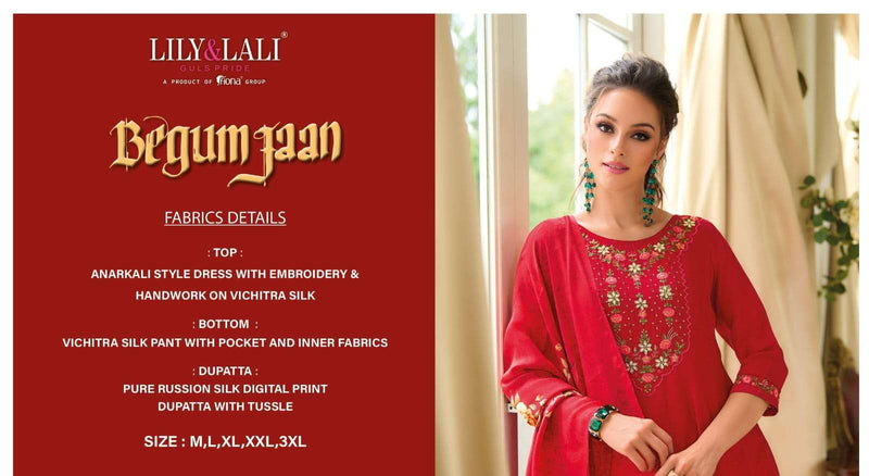 Lily And Lali Begumjaan Silk Embroidery Anarkali Style Designer Dress