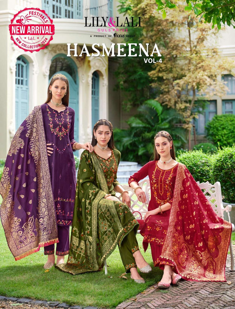 Lily And Lali Hasmeena Vol 4 Viscose Handwork Embroidery Festiv Wear Suit Collection