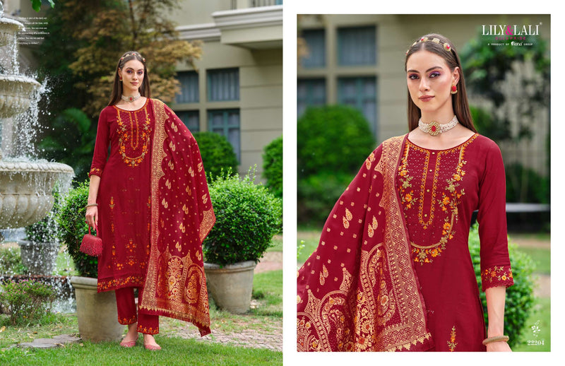 Lily And Lali Hasmeena Vol 4 Viscose Handwork Embroidery Festiv Wear Suit Collection