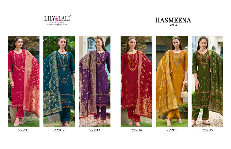 Lily And Lali Hasmeena Vol 4 Viscose Handwork Embroidery Festiv Wear Suit Collection