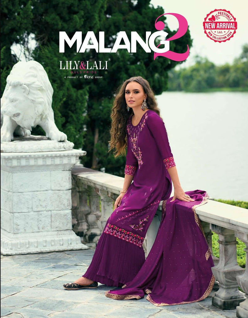 Lily And Lali Malang Vol 2 Viscose Silk Handwork Festiv Wear Kurti Pant Dupatta Set