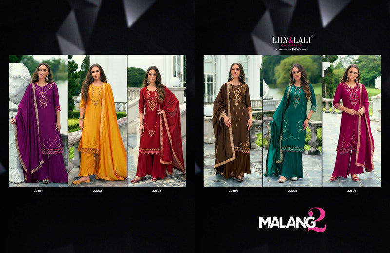 Lily And Lali Malang Vol 2 Viscose Silk Handwork Festiv Wear Kurti Pant Dupatta Set