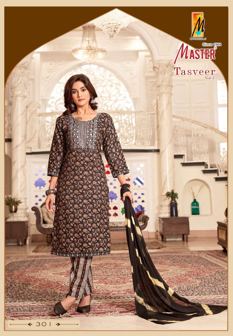 Master Tasveer Vol 3 Capsule Print Work Casual Wear Kurti Pant Dupatta Set