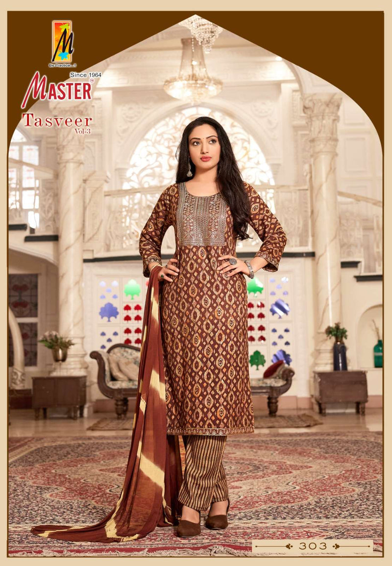 Master Tasveer Vol 3 Capsule Print Work Casual Wear Kurti Pant Dupatta Set