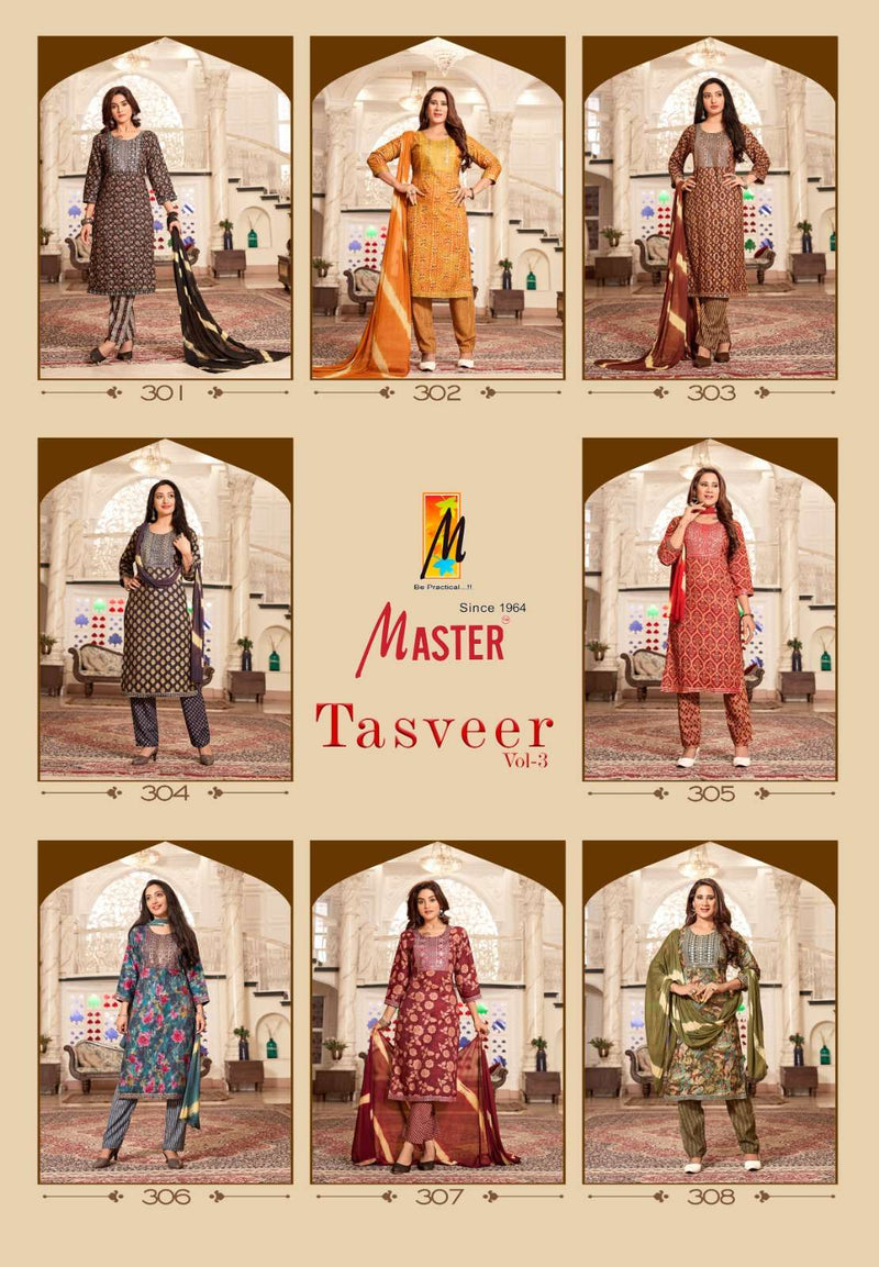 Master Tasveer Vol 3 Capsule Print Work Casual Wear Kurti Pant Dupatta Set