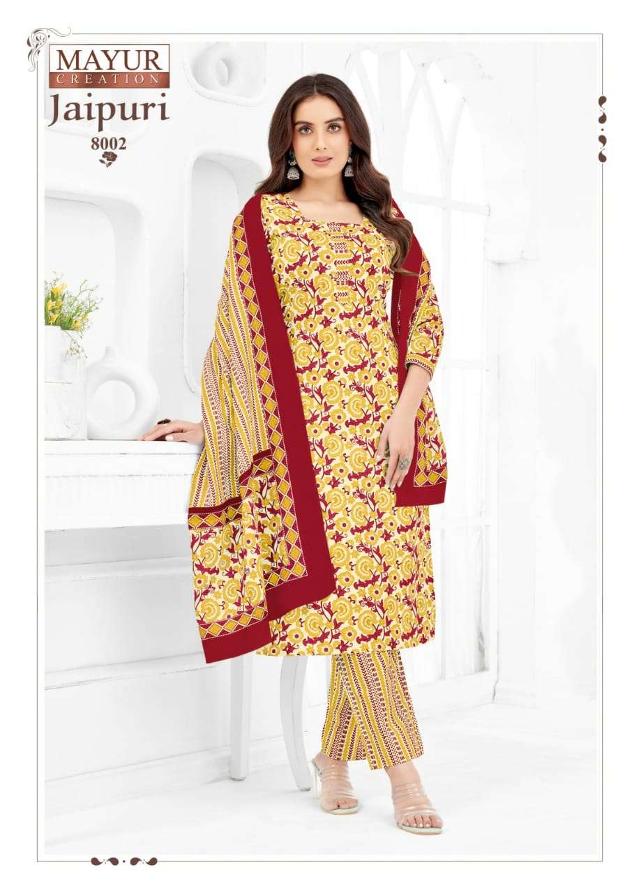 Mayur Creation Jaipuri Vol 8 Stitch Collection Cotton Print Daily Wear Salwar Suit