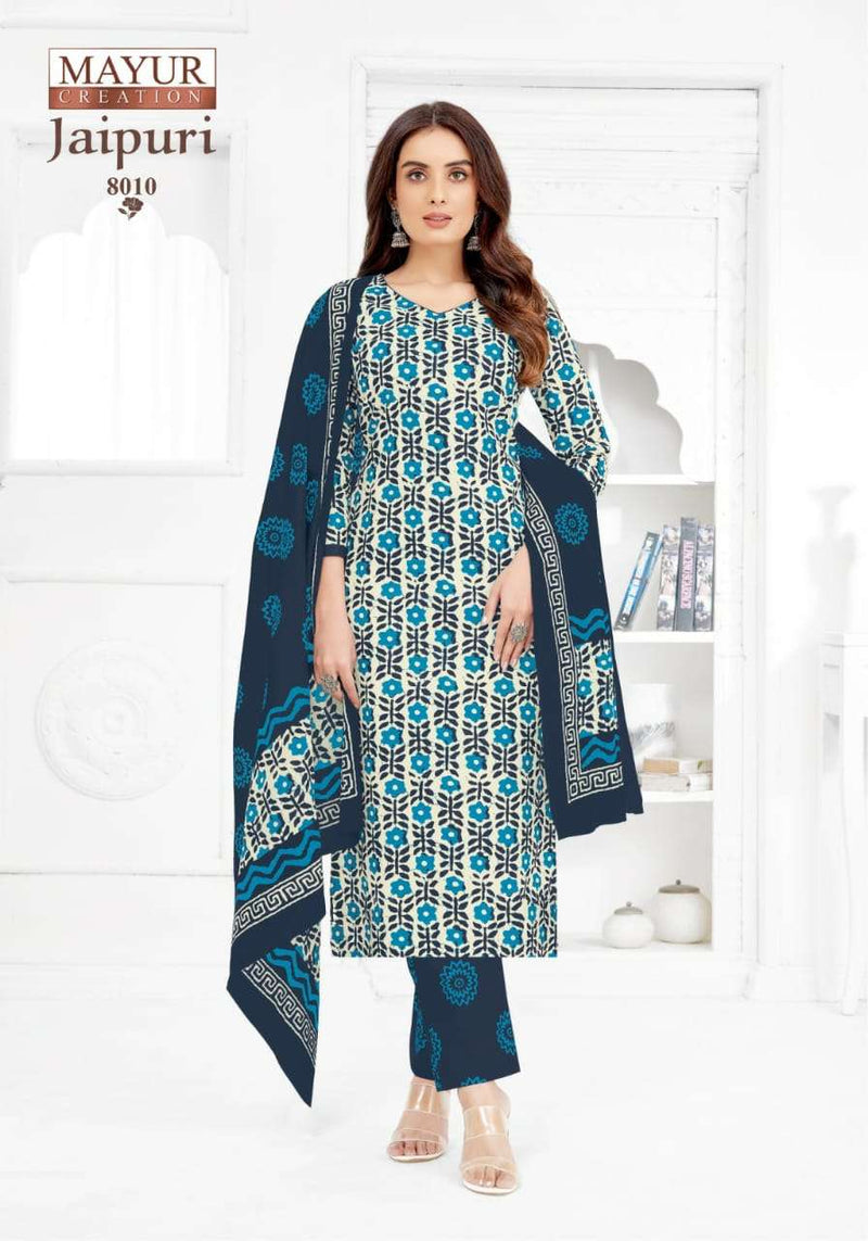 Mayur Creation Jaipuri Vol 8 Stitch Collection Cotton Print Daily Wear Salwar Suit