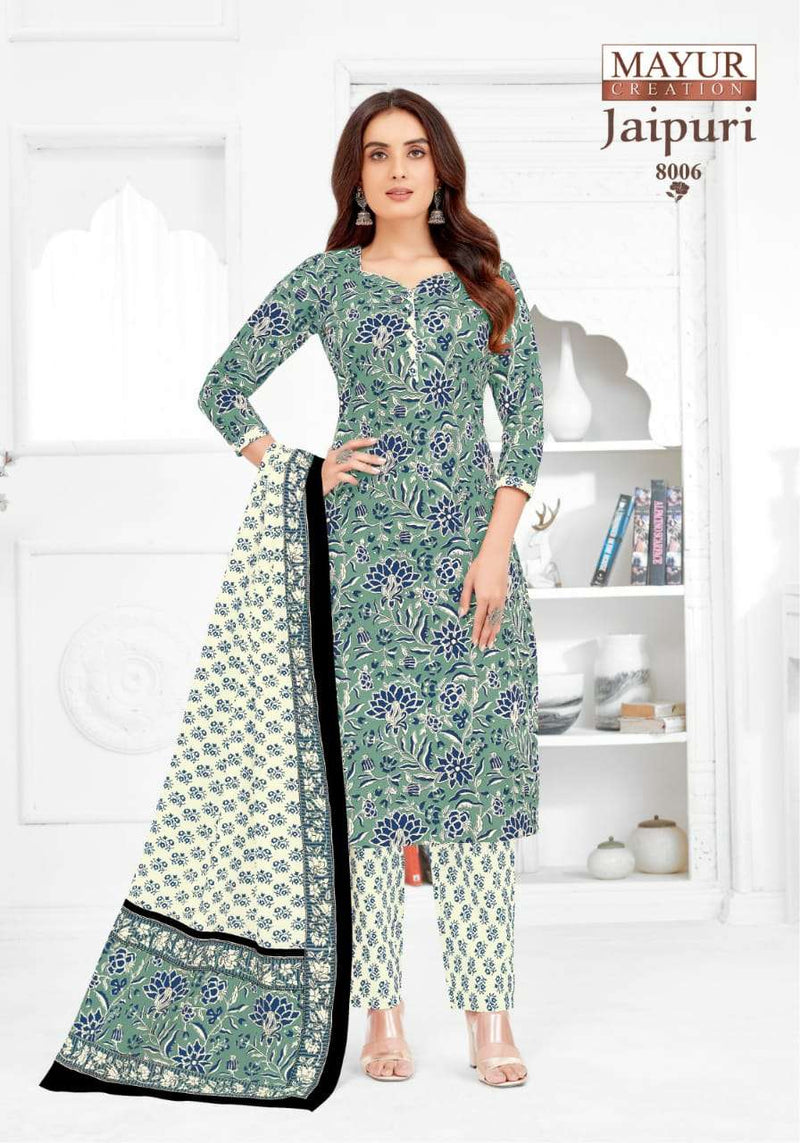 Mayur Creation Jaipuri Vol 8 Stitch Collection Cotton Print Daily Wear Salwar Suit