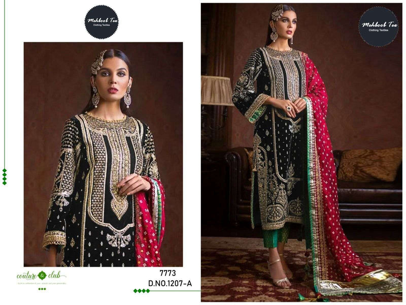 Mehboob Tex Design No 1207 Velvet Embroidery Work Party Wear Suit