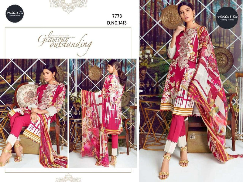 Mehboob Tex Design No 1412 1413 Cotton Print Embrodairy Suit