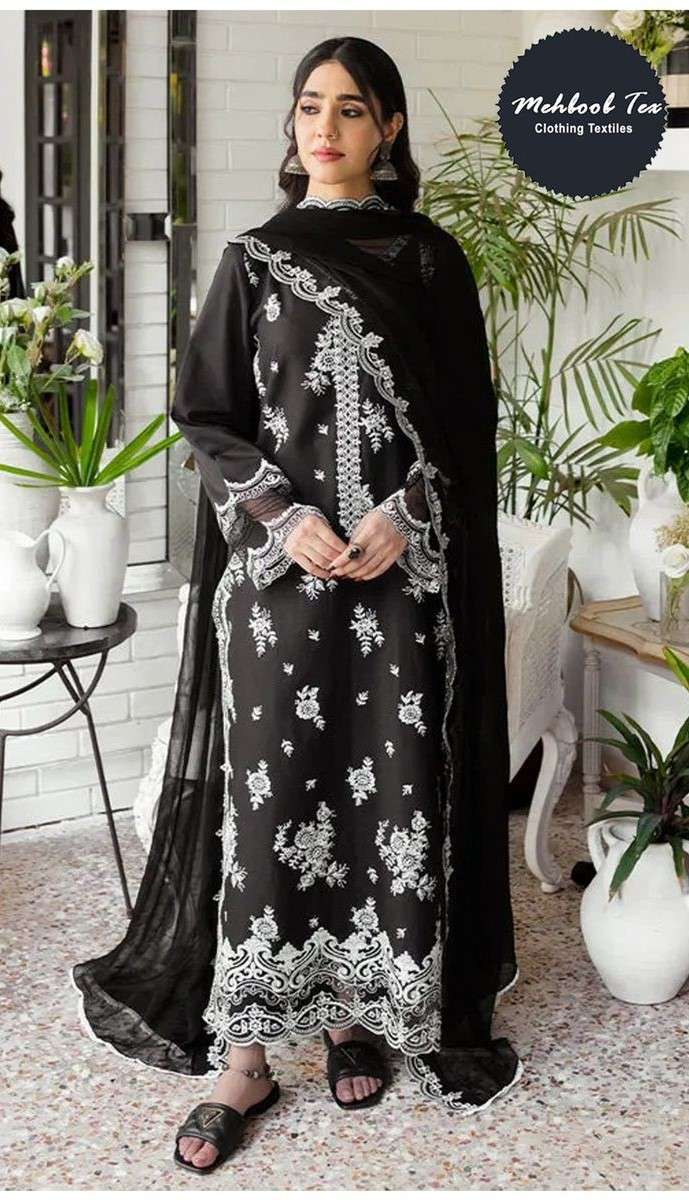 Mehboob Tex Design No 1427 Rayon Cotton Heavy Embroidered Party Wear Suit