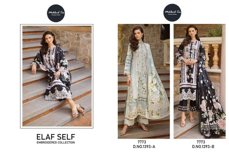 Mehboob Tex Elaf Self Embroidered Collection Cotton Self Embrodairy Fancy Suit