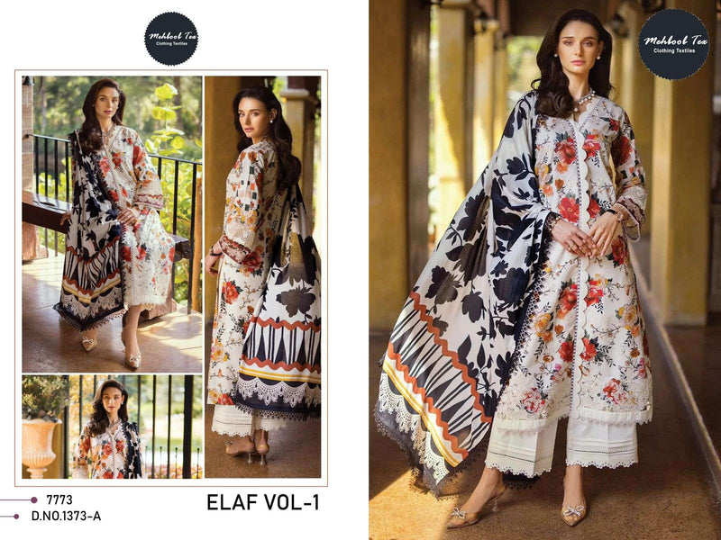 Mehboob Tex Elaf Vol 1 Cambric Cotton Self Embrodairy Pakistani Concept Salwar Suit