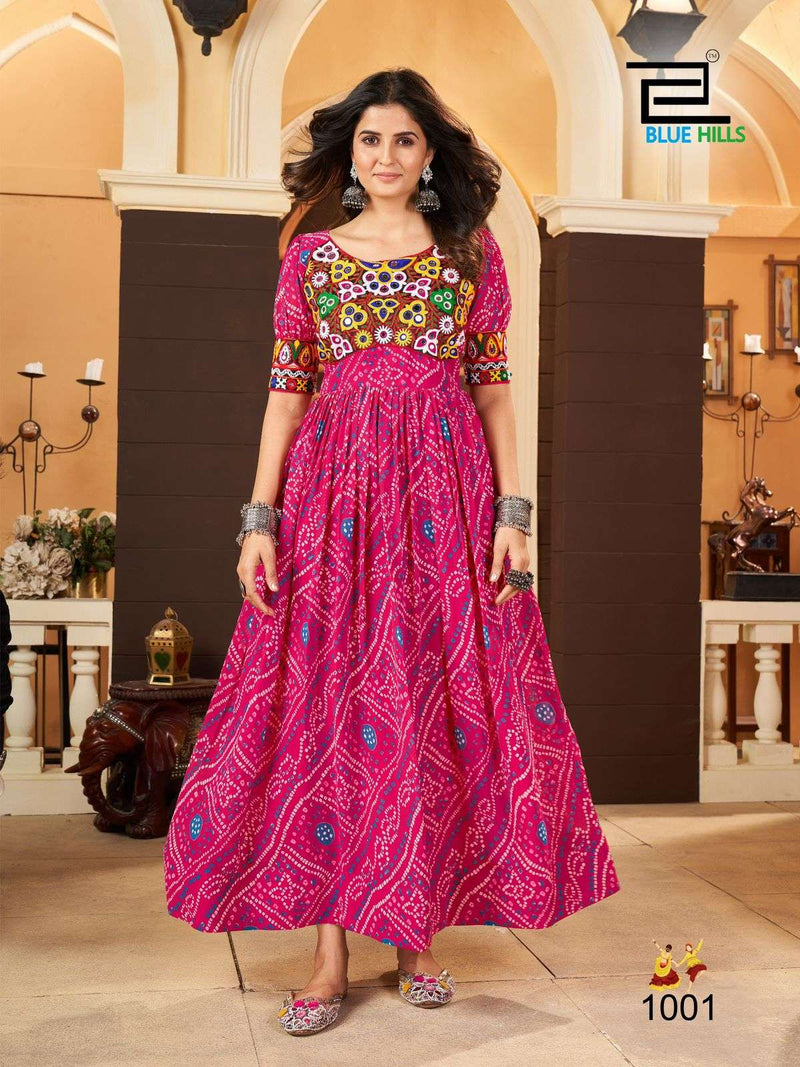 Mf Lehariyo Georgette Heavy Gamthi Wok Long Frill Gown