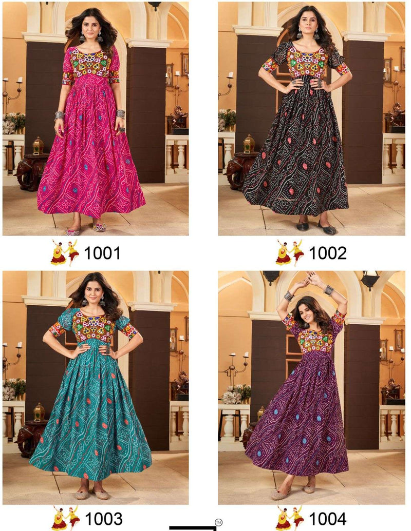 Mf Lehariyo Georgette Heavy Gamthi Wok Long Frill Gown