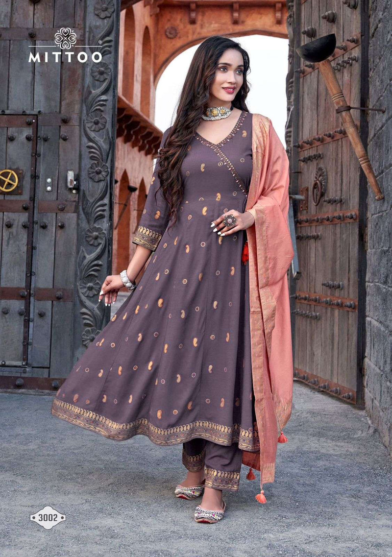 Mittoo Nafiza Rayon Slub Casual Wear Kurti Pant With Chanderi Viscose Dupatta Set