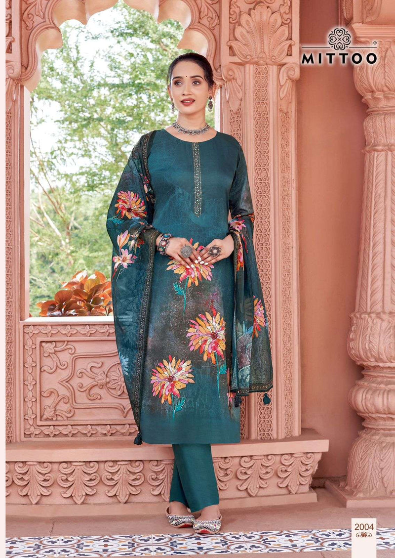 Mittoo Nihaar Satin Print Fancy Kurti With Orangaza Print Dupptta