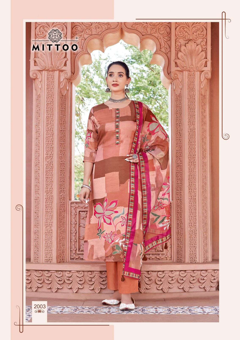 Mittoo Nihaar Satin Print Fancy Kurti With Orangaza Print Dupptta