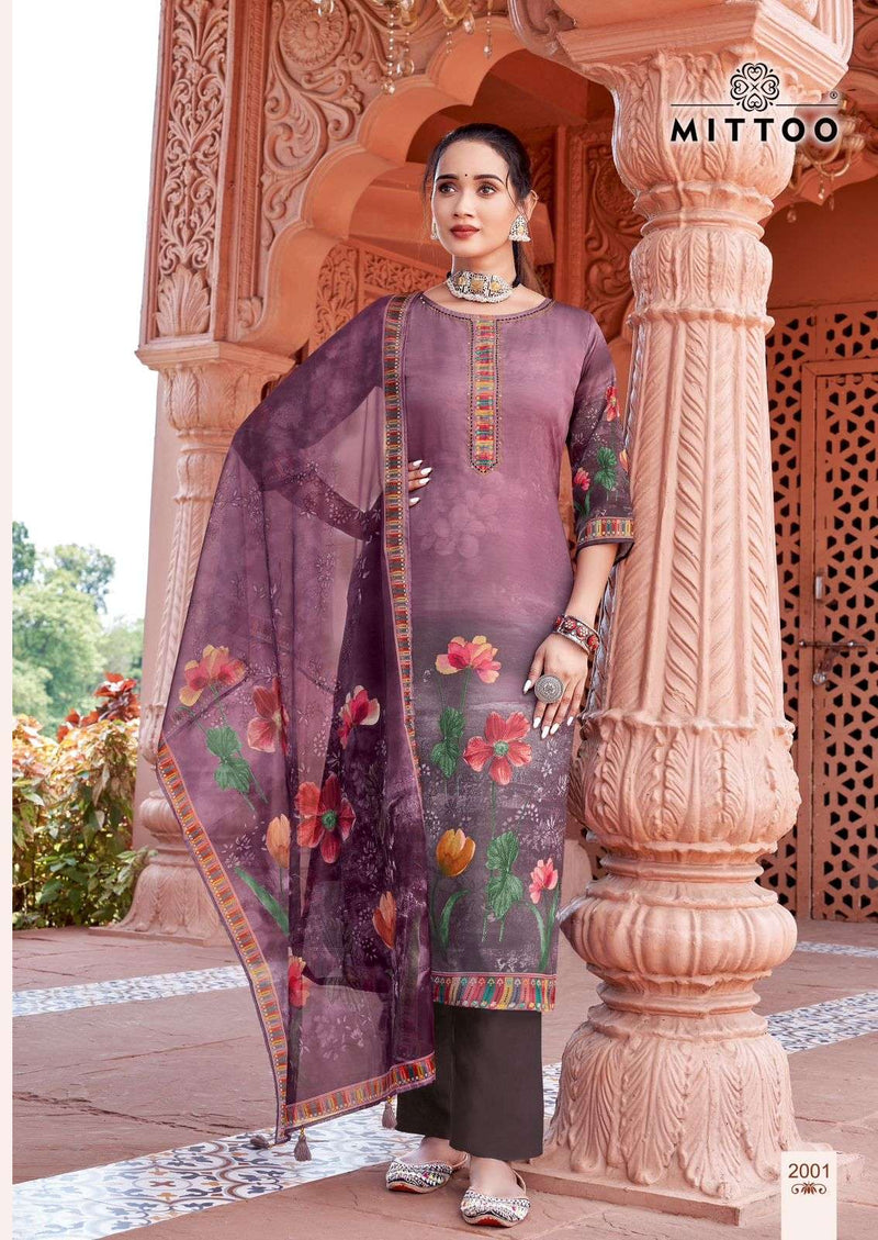 Mittoo Nihaar Satin Print Fancy Kurti With Orangaza Print Dupptta