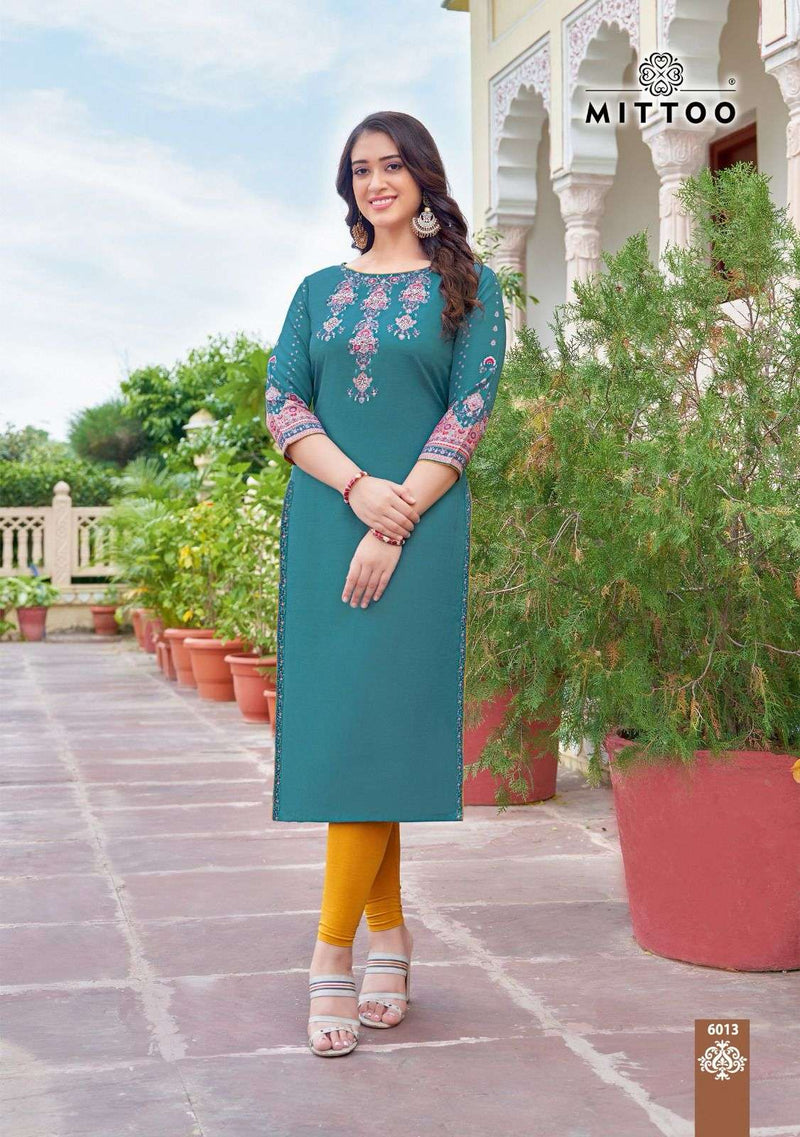 Mittoo Rihana Vol 3 Rayon Print Handwork Casual Wear Fancy Kurti Set