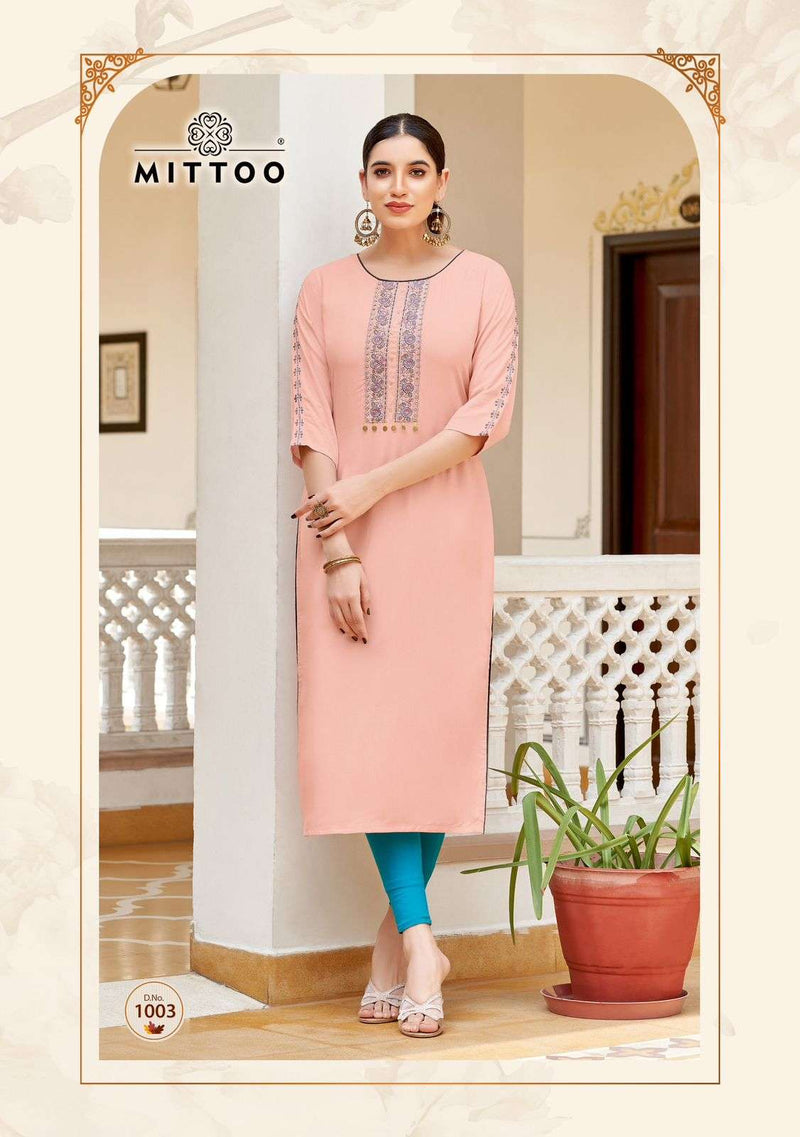 Mittoo Riona Rayon Thread Hand Work Casual Wear Kurti