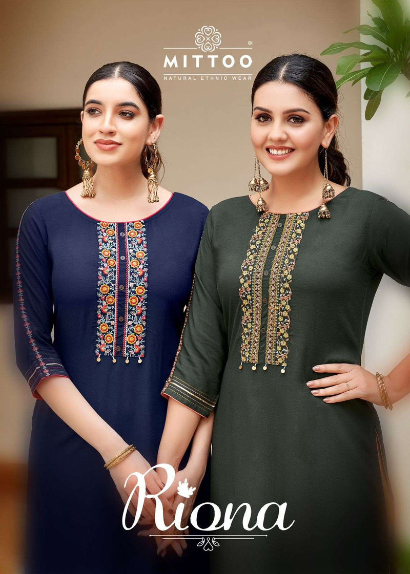 Mittoo Riona Rayon Thread Hand Work Casual Wear Kurti