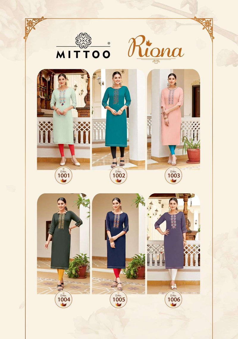 Mittoo Riona Rayon Thread Hand Work Casual Wear Kurti