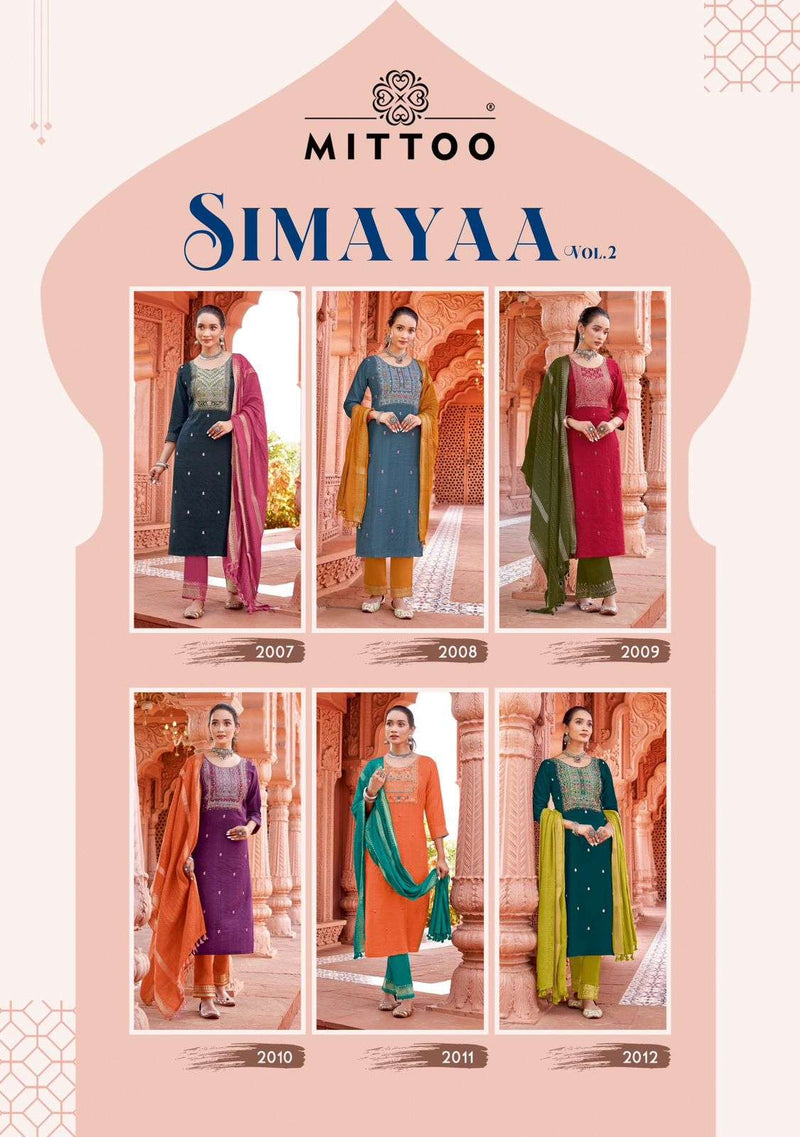 Mittoo Simayaa Vol 2 Viscose Weaving Fancy Casual Wear Kurti Combo Set