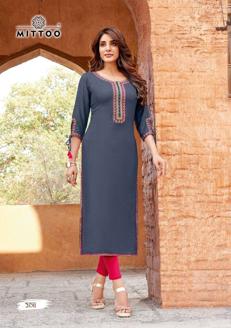 Mittoo Styli Vol 2 Rayon Embroidery Fancy Daily Wear Kurti