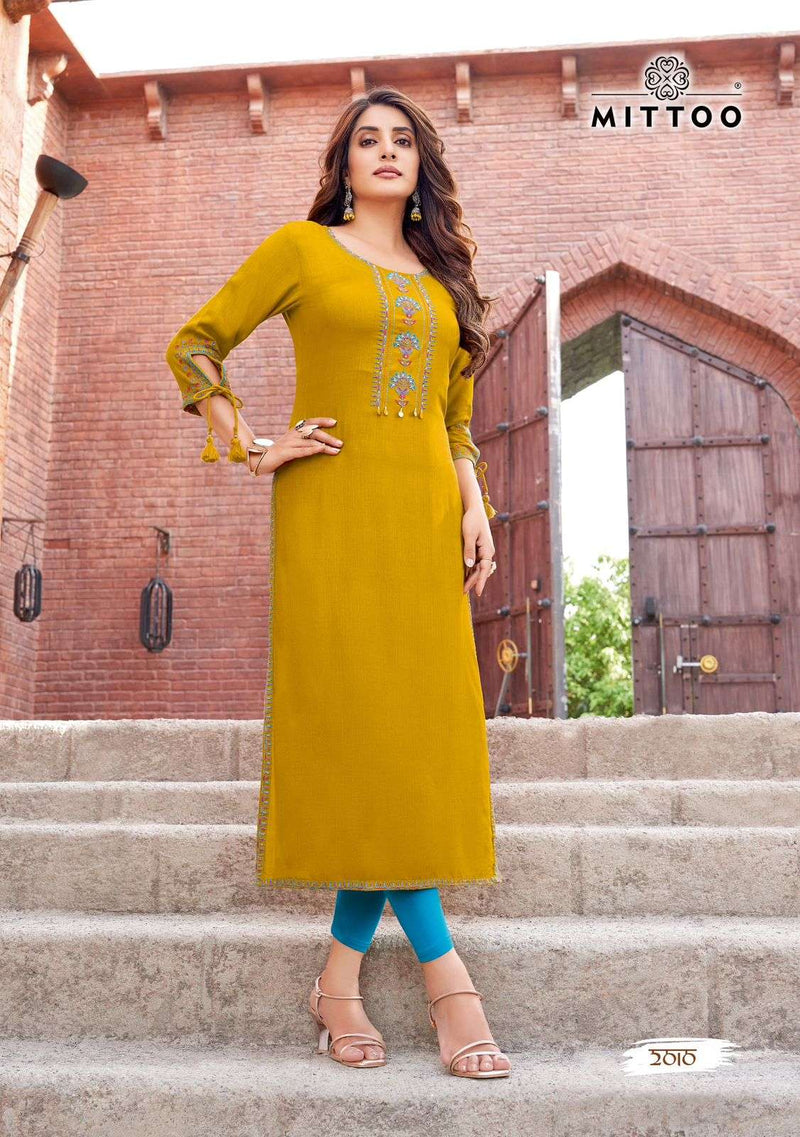 Mittoo Styli Vol 2 Rayon Embroidery Fancy Daily Wear Kurti