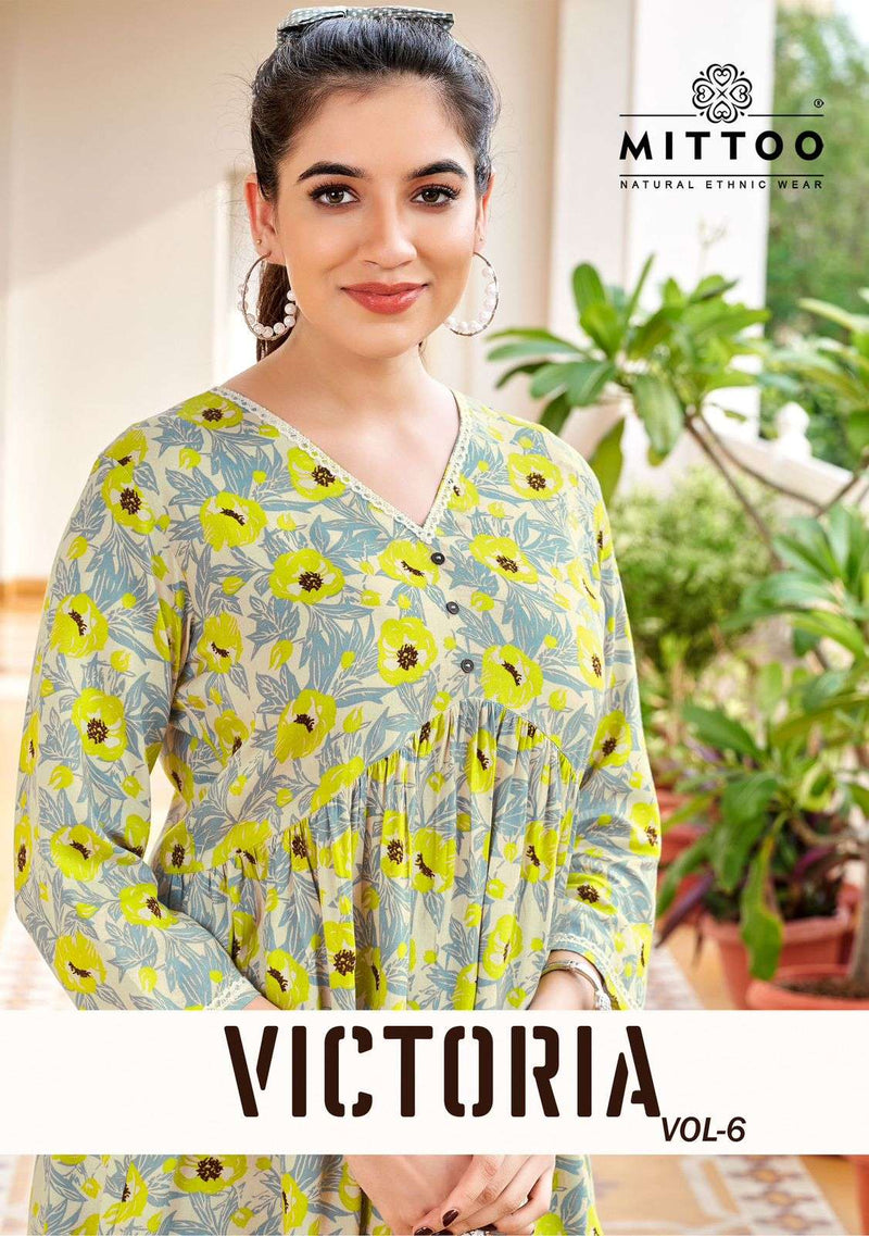 Mittoo Victoria Vol 6 Rayon Print Fancy Daily Wear Top Collection