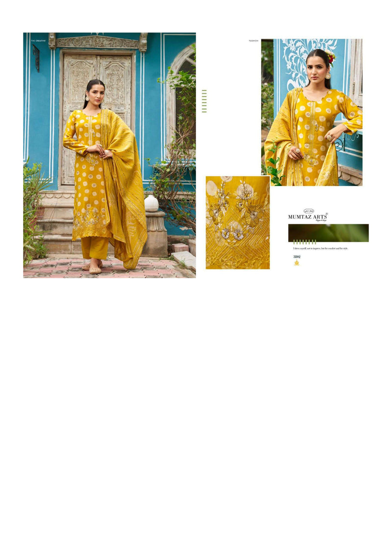 Mumtaz Arts Jasmine Musline Digital Print Fancy Embroidery Work Salwar Suit