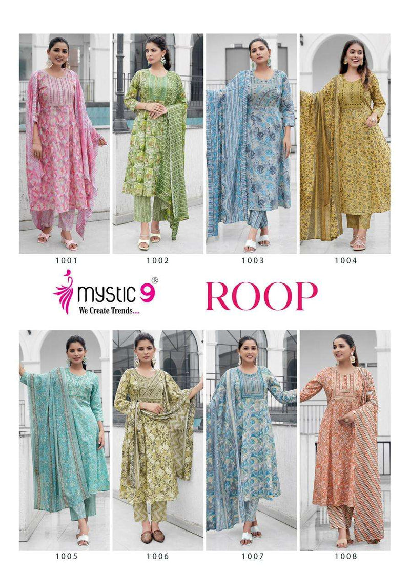 Mystic 9 Roop Vol 1 Cotton Foil Printed Nyra Cut Kurti Pant Dupatta Set