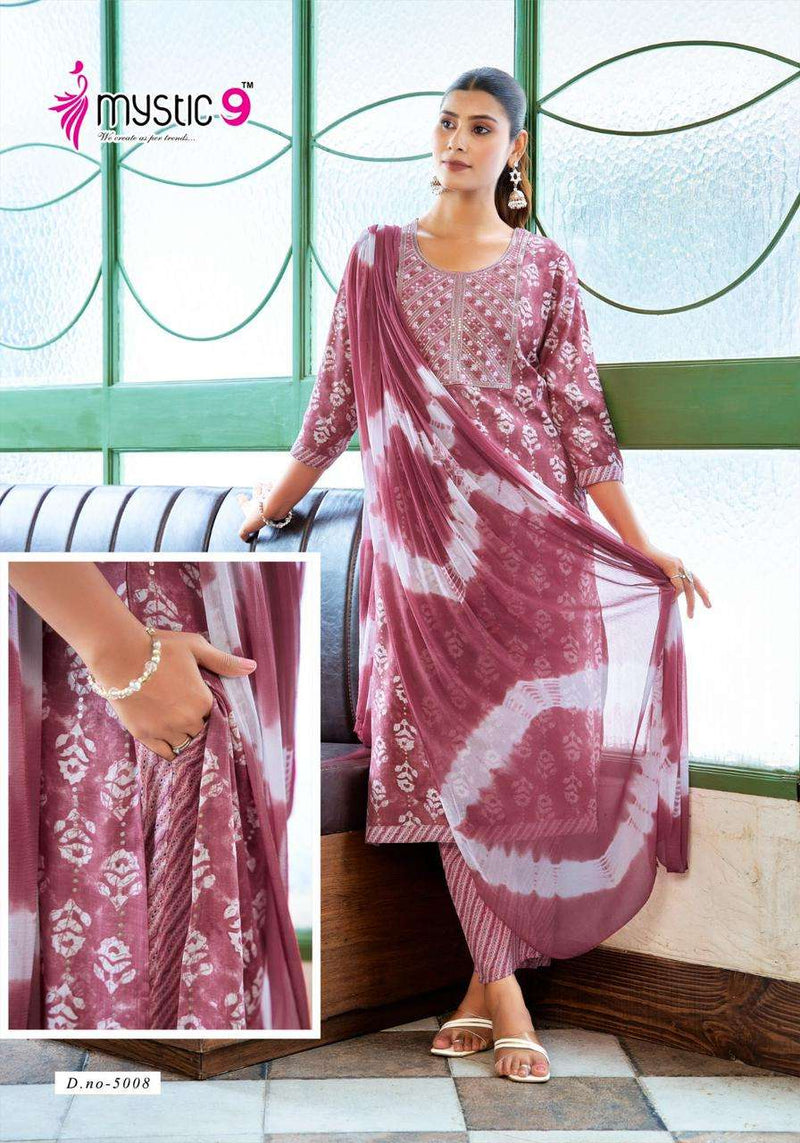 Mystic 9 Shagun Vol 5 Rayon Capsule Foil Print Casual Wear Kurti Combo Set