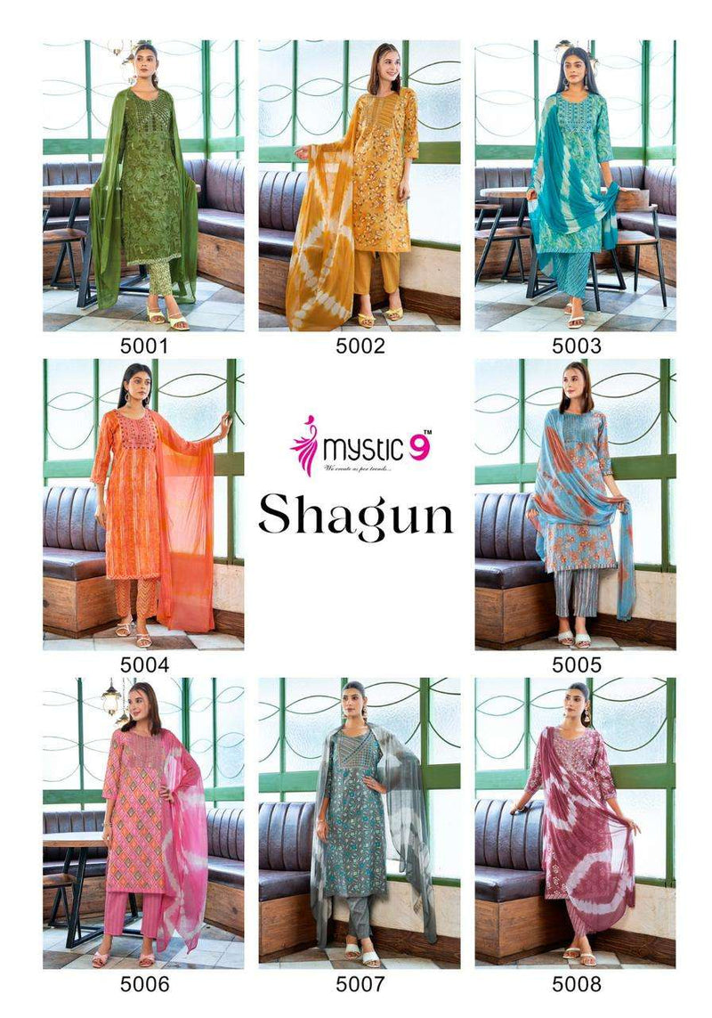 Mystic 9 Shagun Vol 5 Rayon Capsule Foil Print Casual Wear Kurti Combo Set