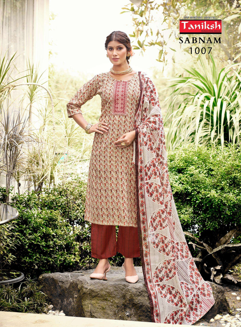 Navkar Sabnam Vol 1 Capsule Print Embroidery Work Casual Wear Kurti Pant Dupatta Set