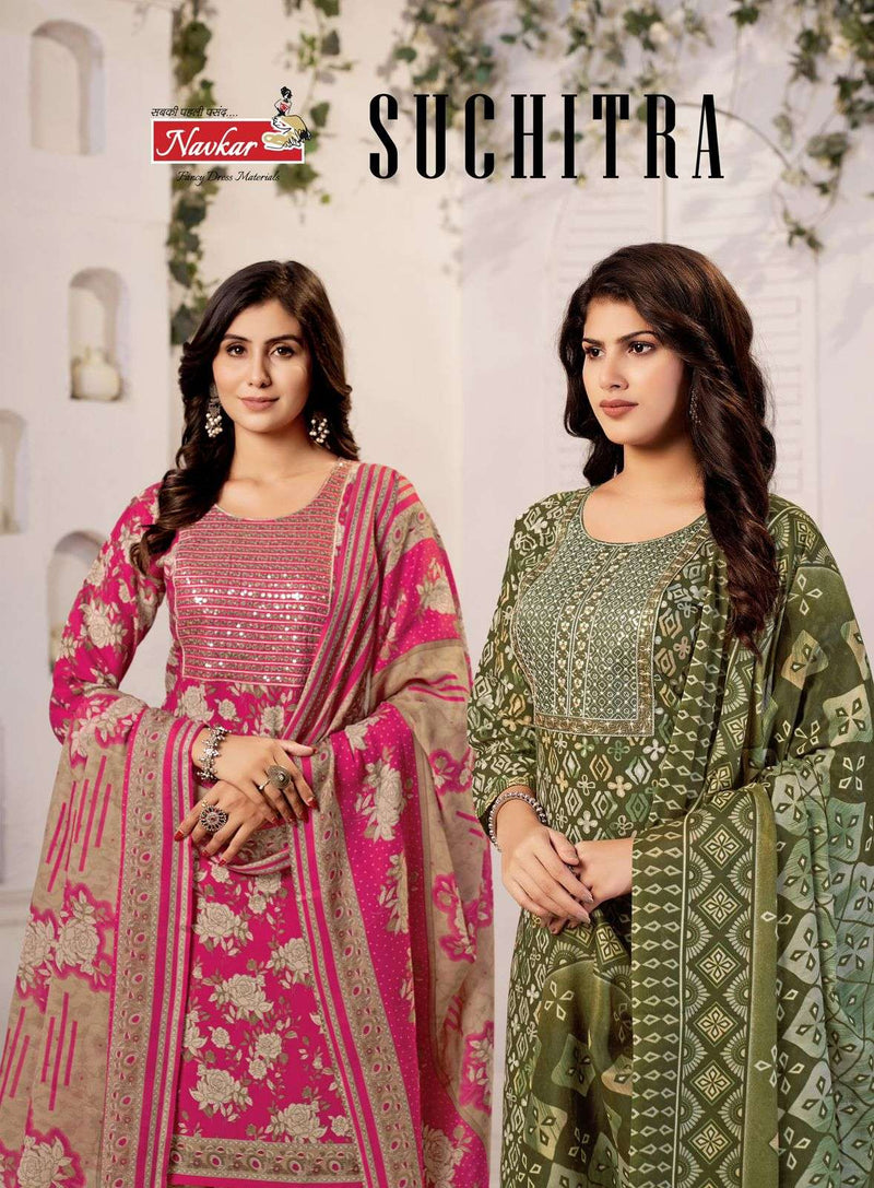 Navkar Suchtra Vol 1 Cotton Print Embroidery Work Patiyala Readymade Suit For Daily Wear