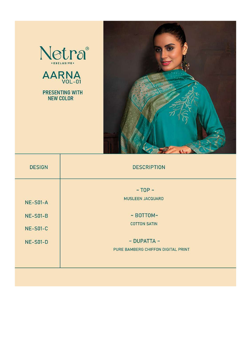 Netra Aarna Vol 1 Musleen Jacquard Designer Salwar Suit