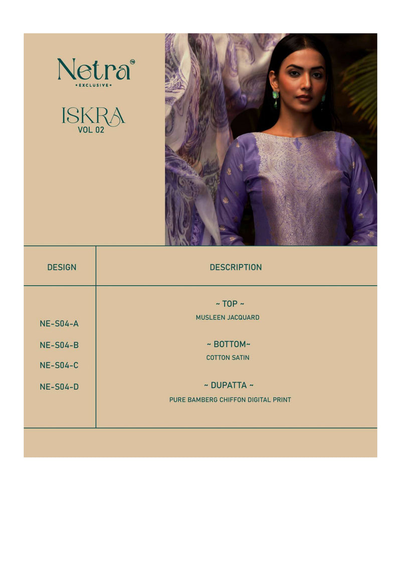 Netra Iskra Vol 2 Musleen Jacquard Fancy Designer Salwar Suit