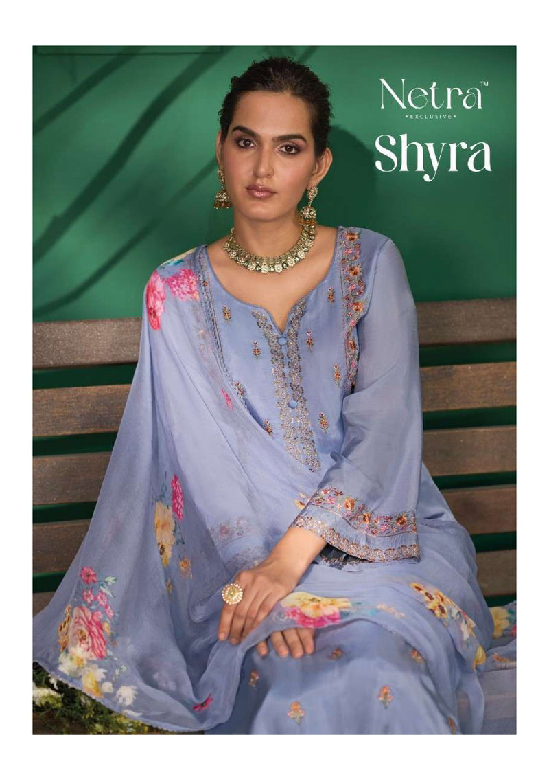 Netra Shyra Bemberg Habotai Silk Embroidery Handwork Festiv Wear Salwar Suit