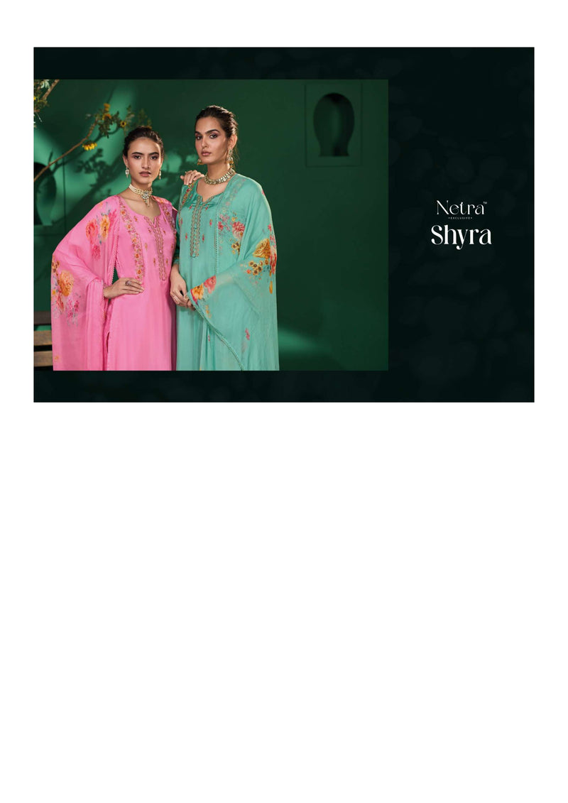 Netra Shyra Bemberg Habotai Silk Embroidery Handwork Festiv Wear Salwar Suit