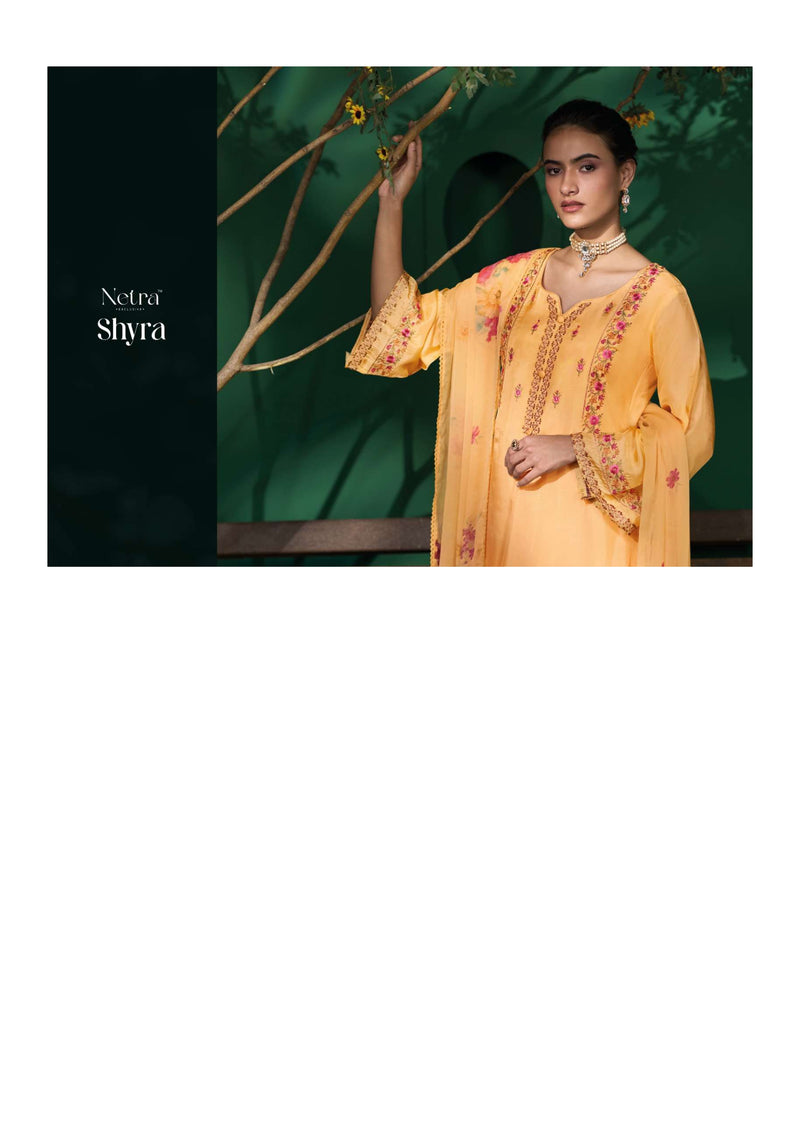 Netra Shyra Bemberg Habotai Silk Embroidery Handwork Festiv Wear Salwar Suit