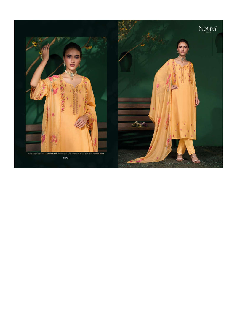 Netra Shyra Bemberg Habotai Silk Embroidery Handwork Festiv Wear Salwar Suit